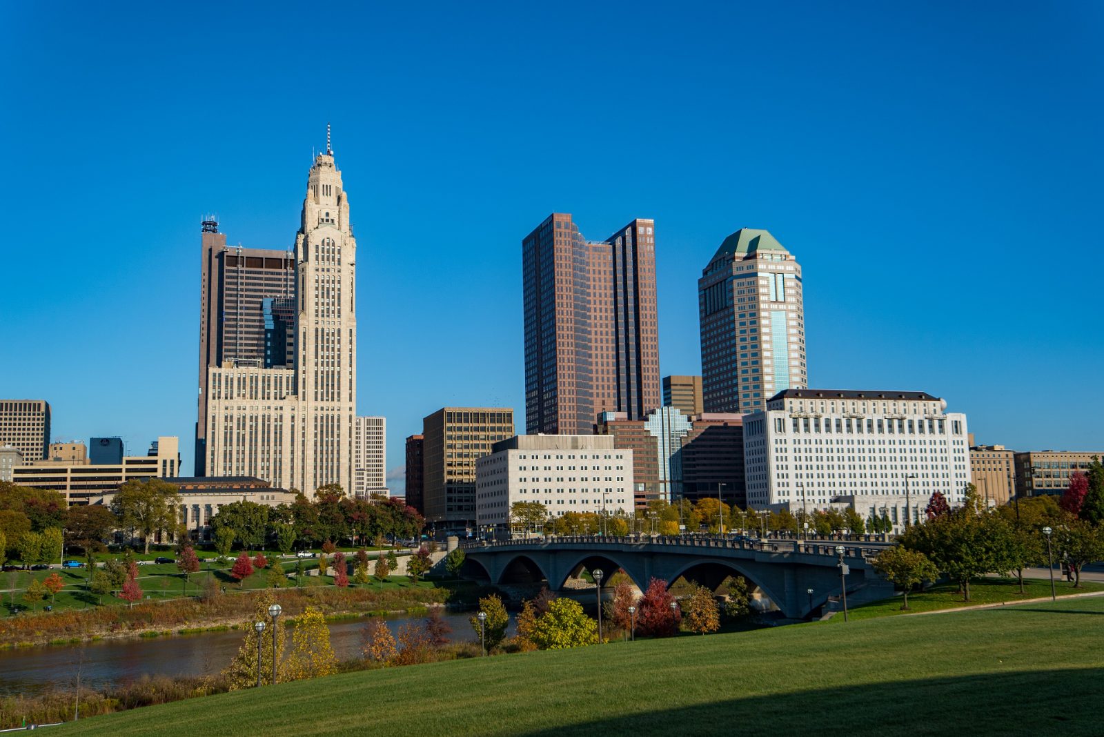 The Columbus, Ohio skyline across the Scioto River